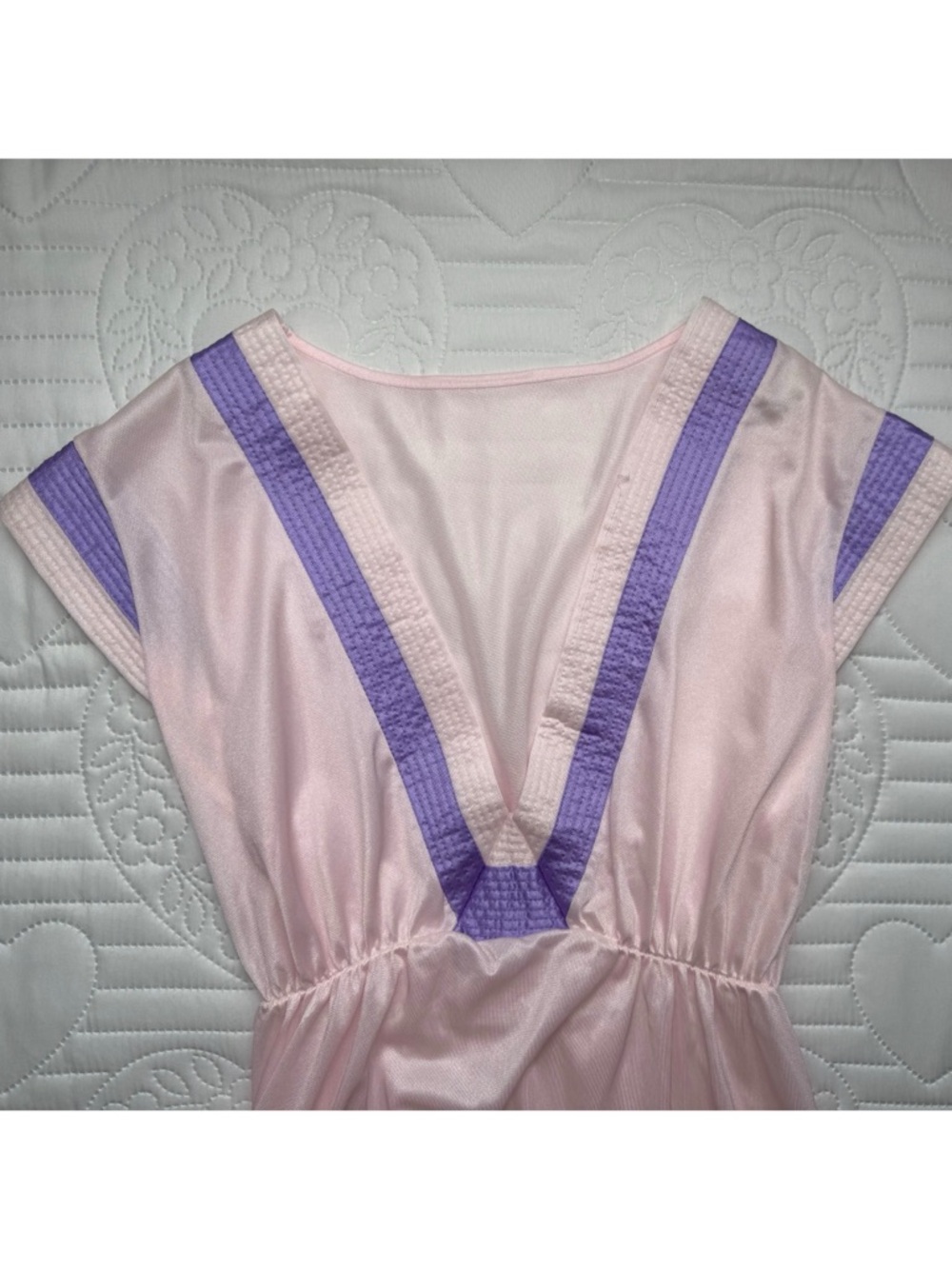 Vintage Pastel Pink Purple Maxi Nightgown Small Medium - Picture 10 of 16